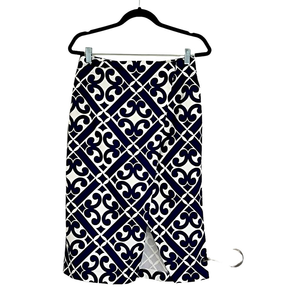 Boden Easy Wrap Midi Skirt, Navy/White 6P $10